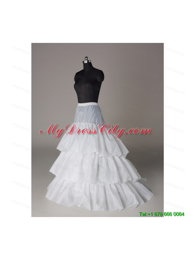 Unique Organza A Line Sweep Train White Petticoat