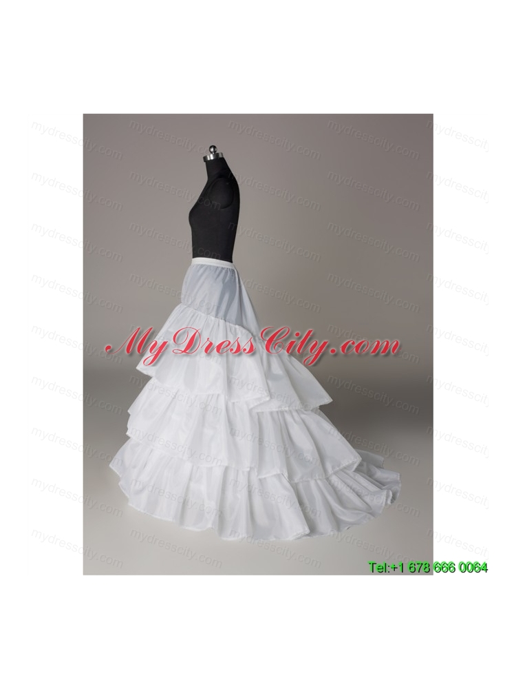 Unique Organza A Line Sweep Train White Petticoat