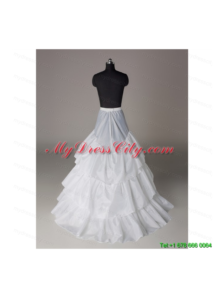 Unique Organza A Line Sweep Train White Petticoat