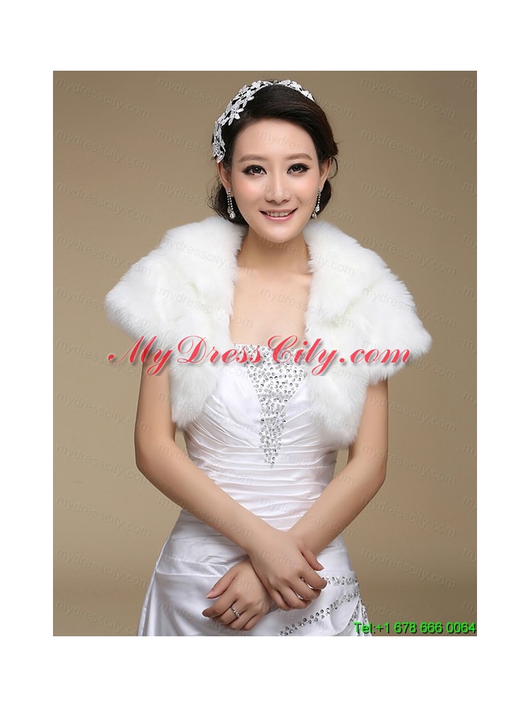 2015 Fashionable Faux Fur White Wraps