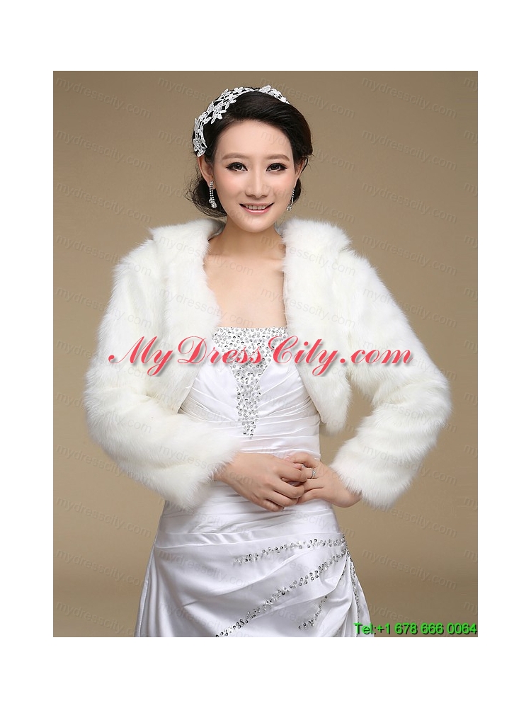 2015 White Rabbit Fur Shawls with Long Sleeves