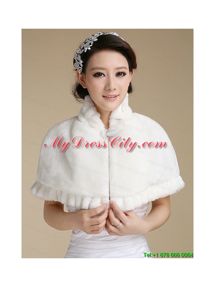 Elegant Faux Fur 2015 Shawl With Button Front Closure