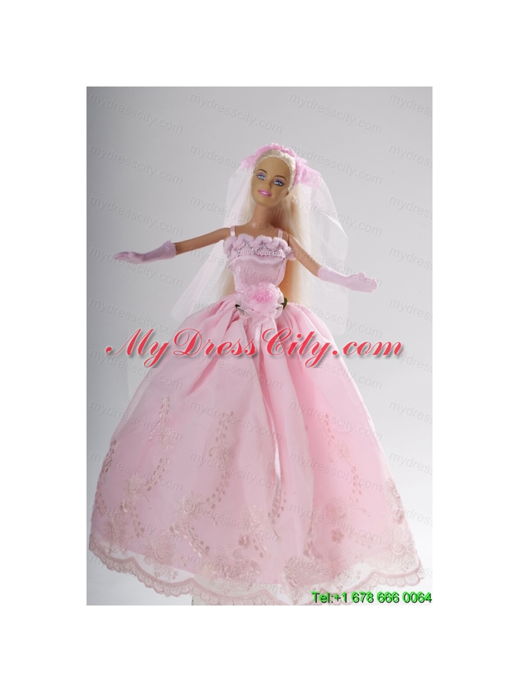 Hand Made Flower Embroidery Princess Party Clothes Barbie Doll Dress