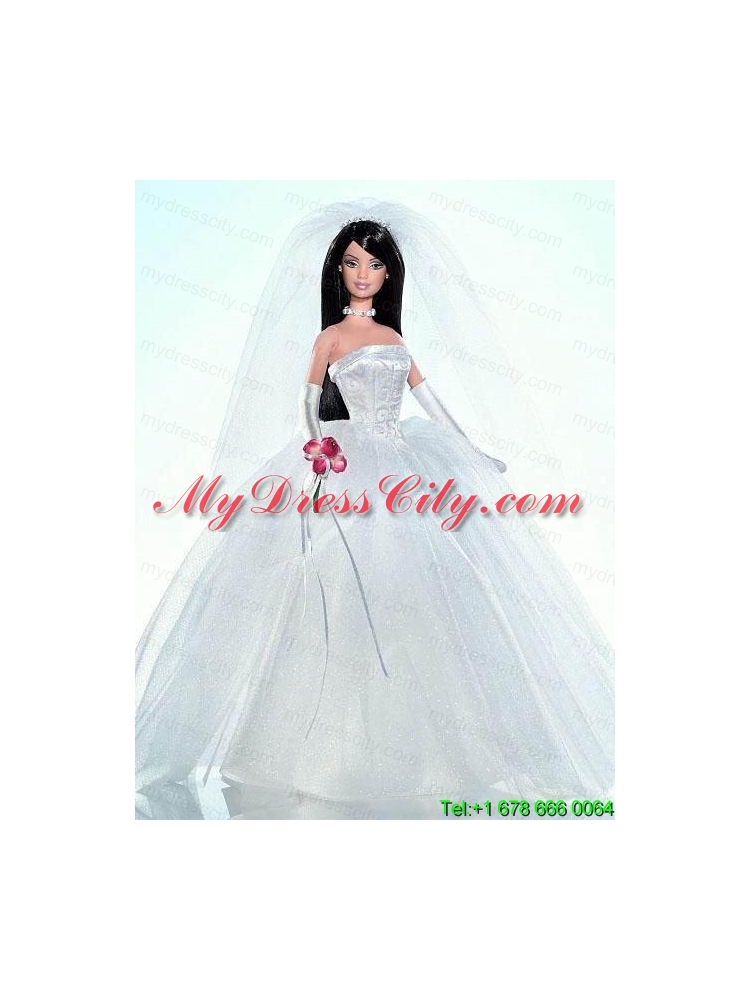 Embroidery Ball Gown Wedding Barbie Doll Dress