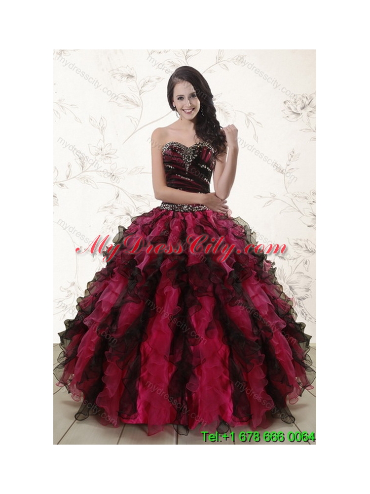 Designer Multi Color Dresses for Quince with Ruffles and Beading