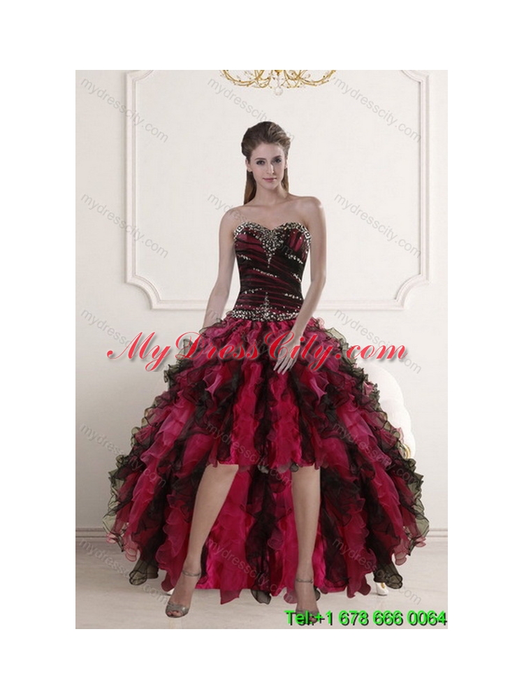 Designer Multi Color Dresses for Quince with Ruffles and Beading