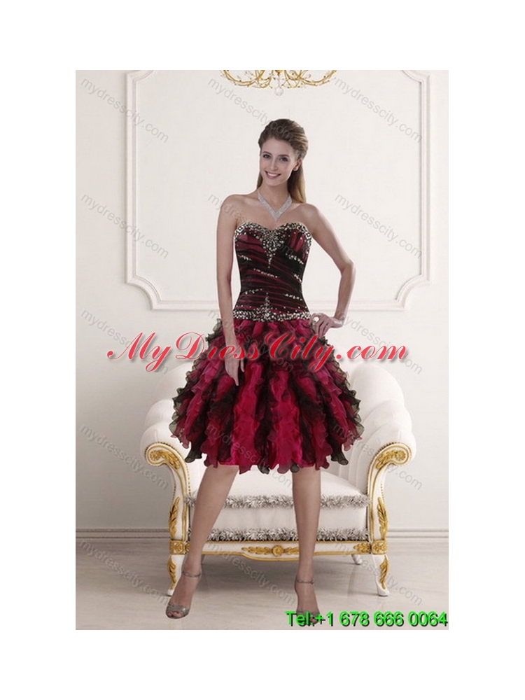 Designer Multi Color Dresses for Quince with Ruffles and Beading