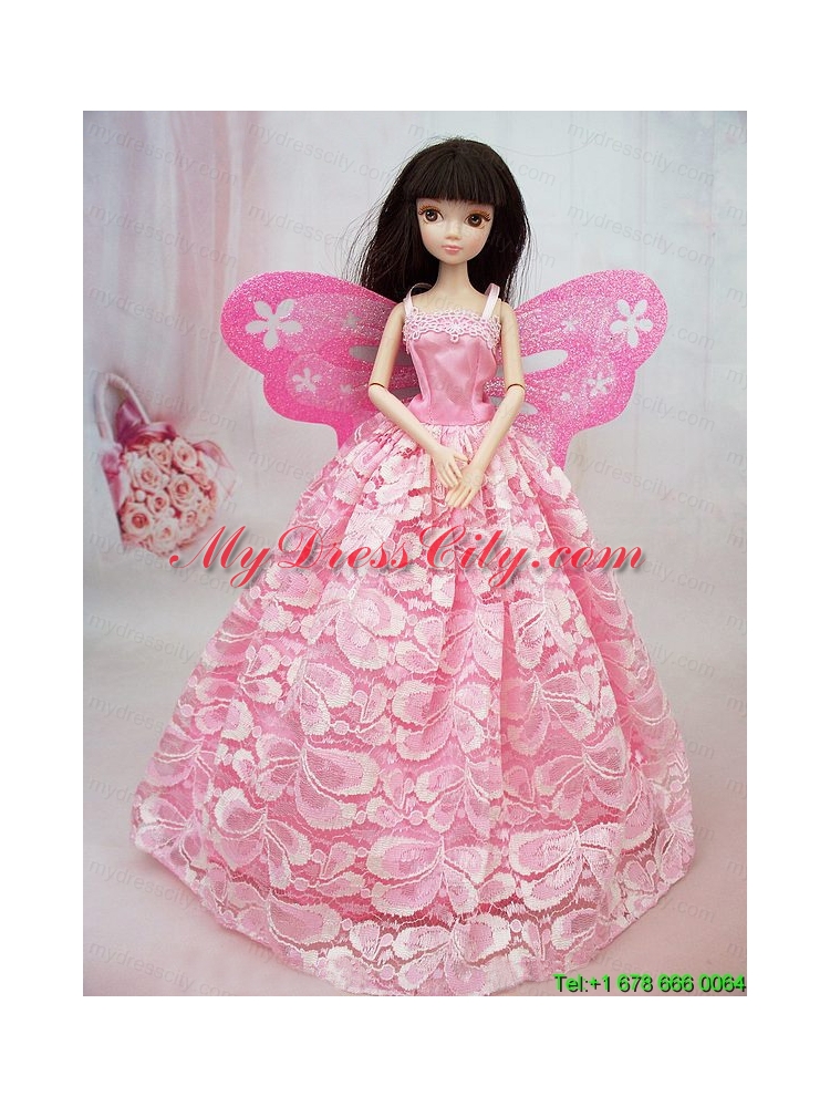 Lovely Handmade Pink Lace To Barbie Doll Dress