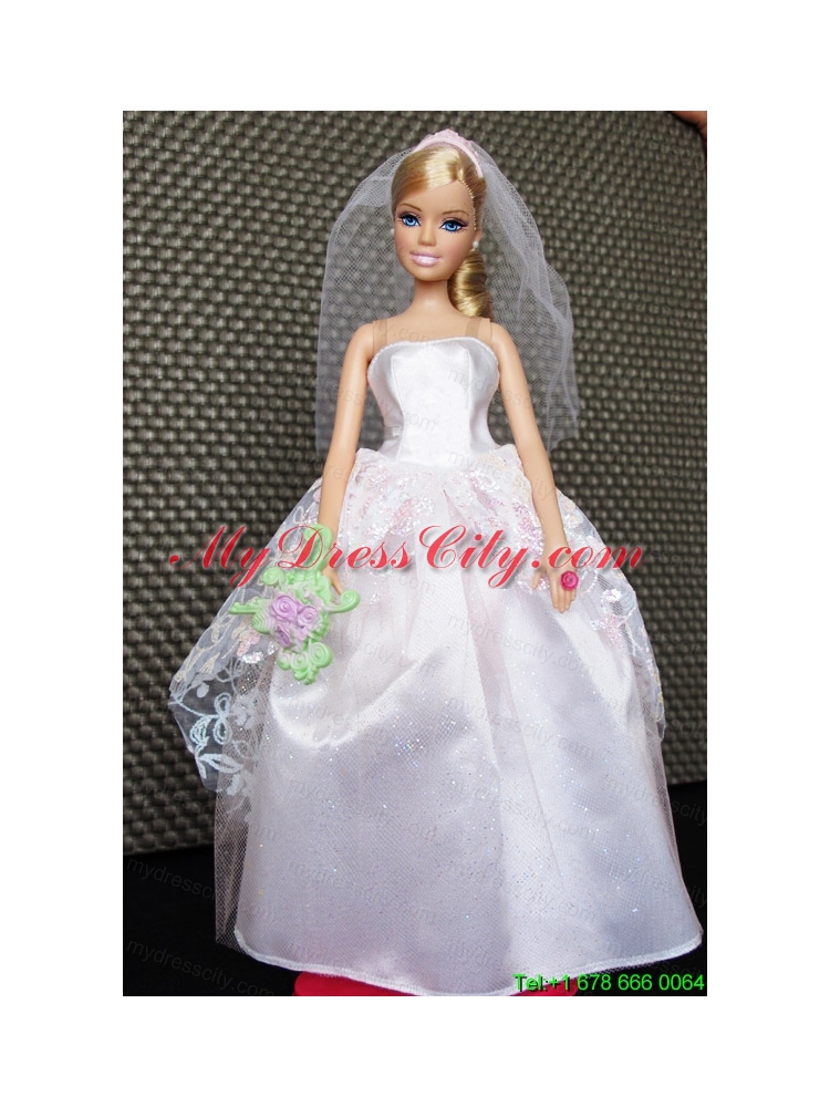 Lovely Handmade White Barbie Doll Wedding Dress