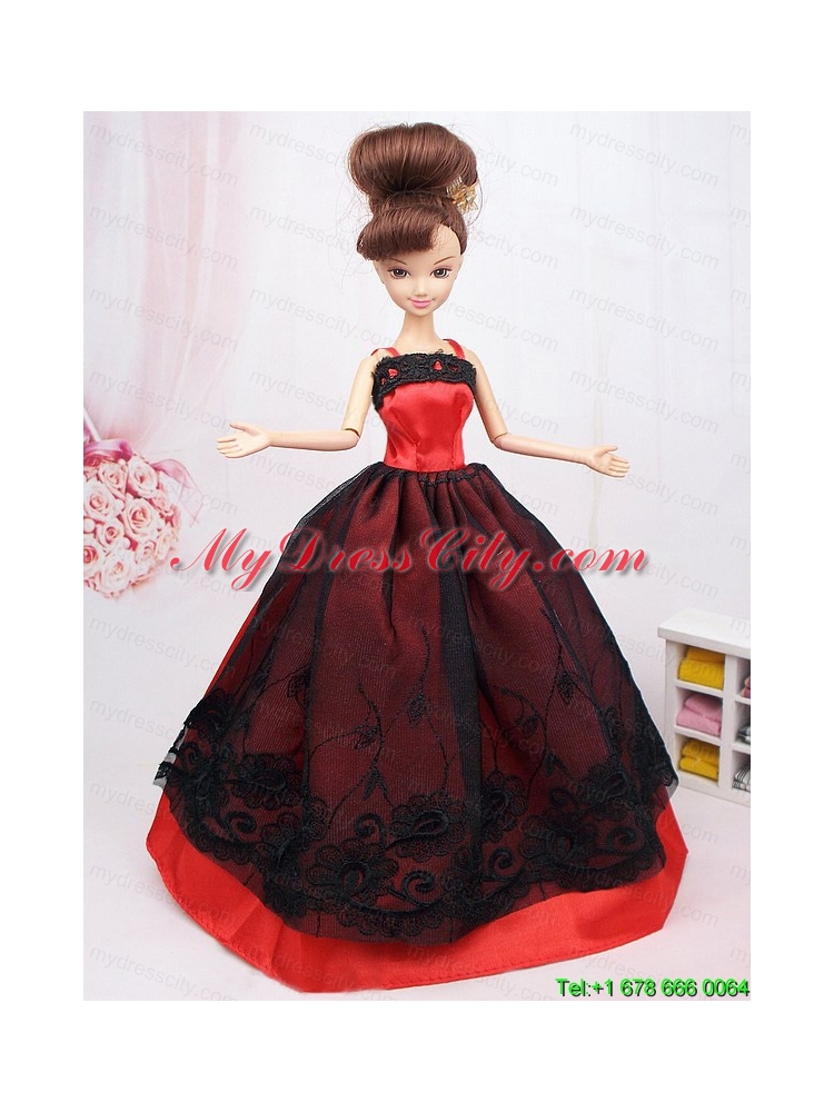 New Beautiful Black and Red Handmade Party Clothes Fashion Dress For Noble Barbie