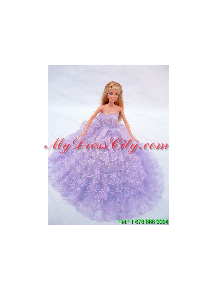 The Most Amazing Lilac Dress With Lace and Ruffles Made to Fit the Barbie Doll