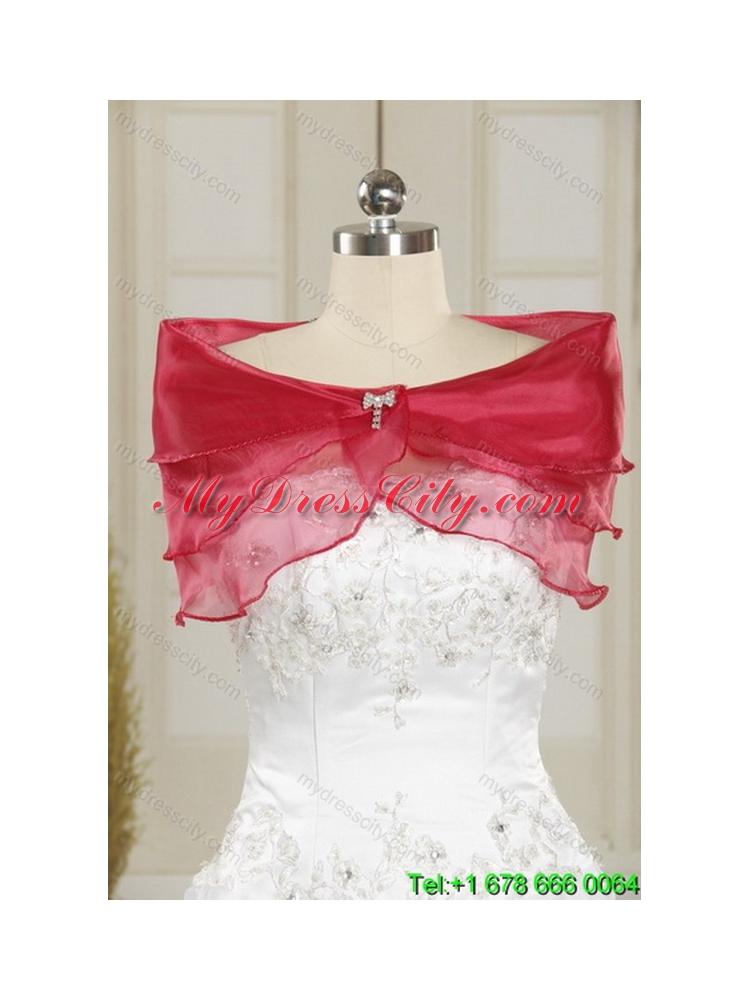 2015 Detachable Red Strapless Quinceanera Skirts with Ruffles and Beading