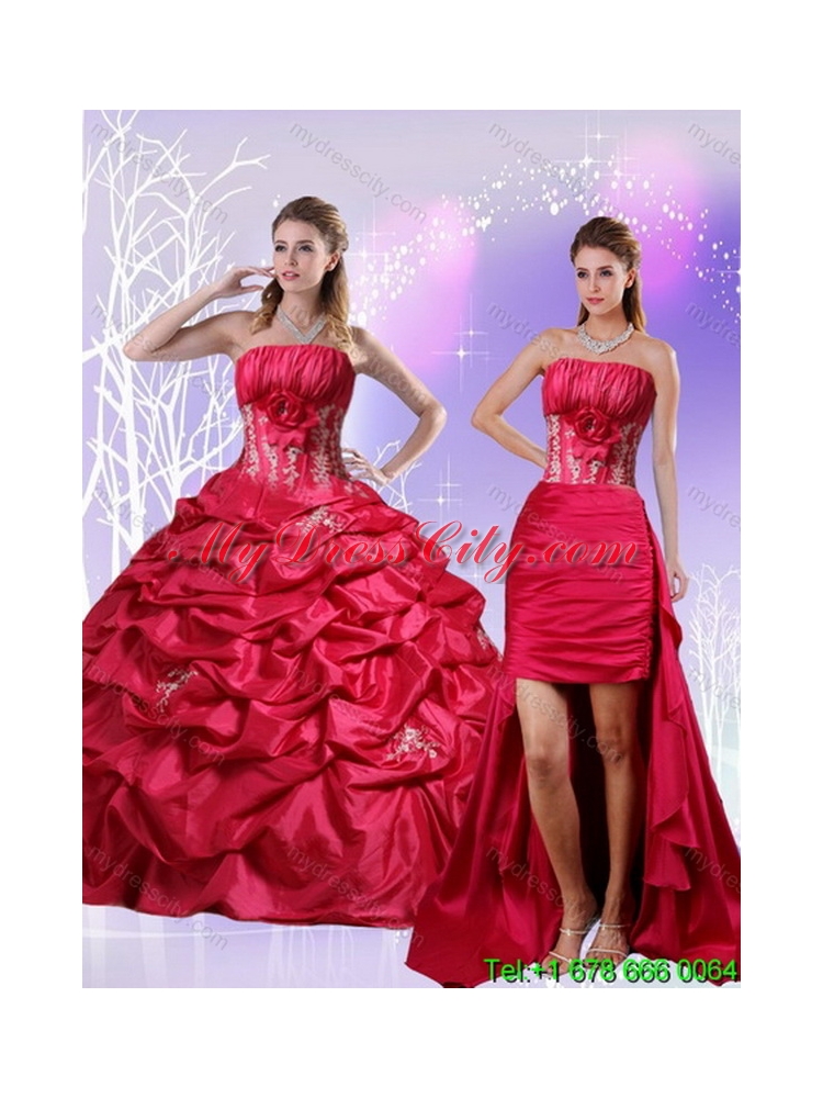 Detachable Appliques and Pick Ups Quinceanera Skirts in Red