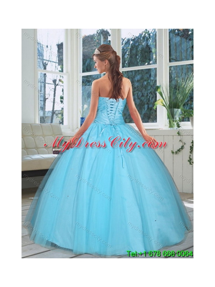 Detachable Baby Blue Sweetheart Beaded Quinceanera Skirts for 2015