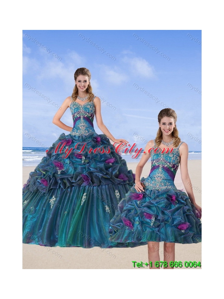 Detachable Multi Color 2015 Quinceanera Skirts with Hand Made Flower and Pick Ups