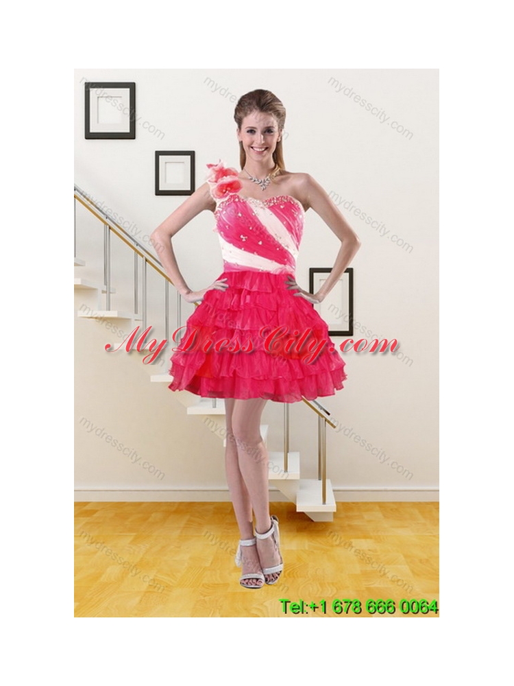 Detachable One Shoulder Ruffled Layers and Beading Multi Color Quinceanera Skirts for 2015