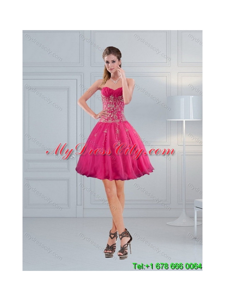 Detachable Sweetheart Hot Pink Quinceanera Skirts with Appliques and Beading