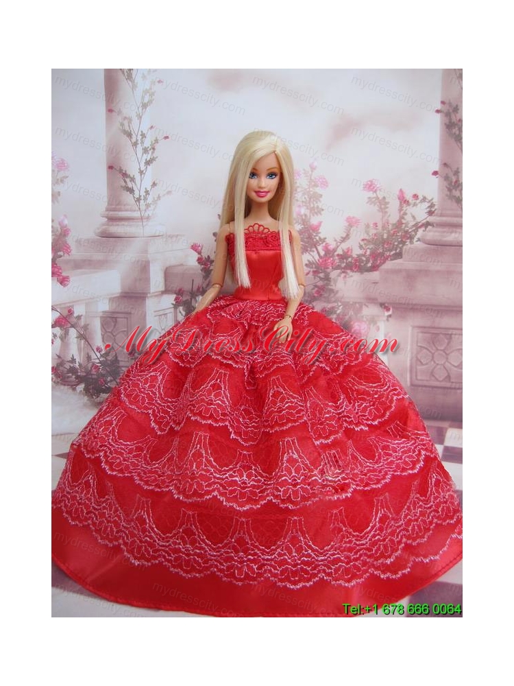 Exclusive Ball Gown Red Taffeta Barbie Doll Dress