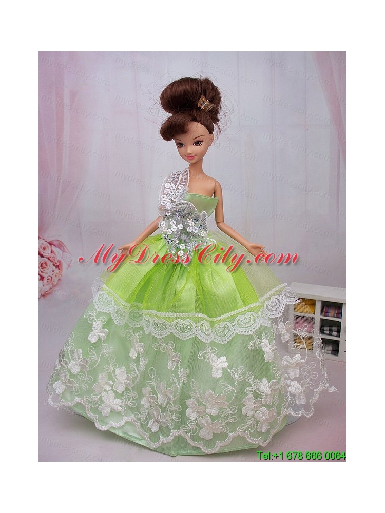 Exclusive Embroidery Ball Gown Organza Dress For Nobel Barbie