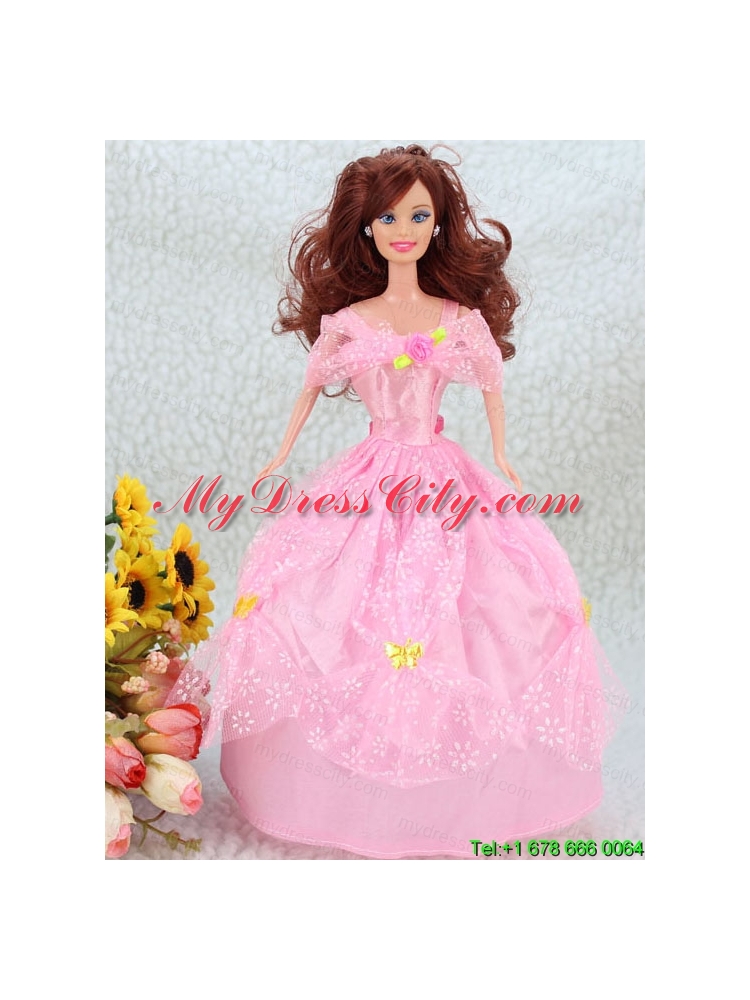 Hand Made Flower Pink Ball Gown Party Clothes Barbie Doll Dress