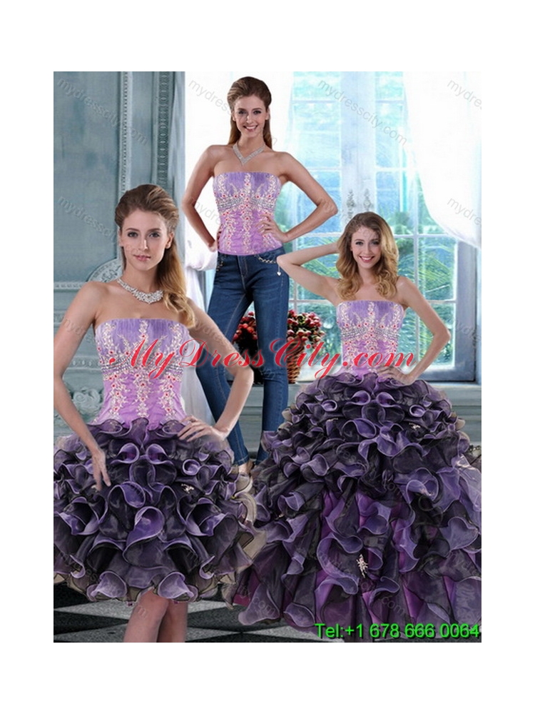 2015 Detachable Appliques and Ruffles Quinceanera Skirts in Multi Color