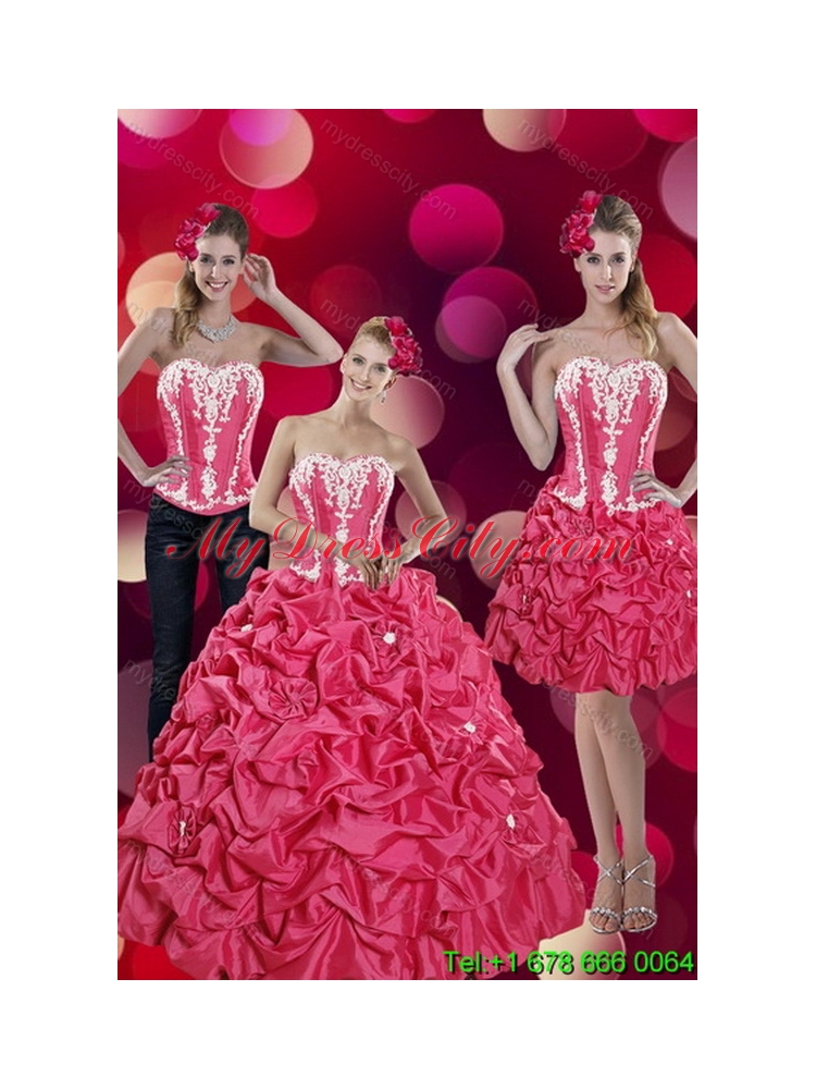 2015 Detachable Pick Ups and Appliques Hot Pink Quinceanera Skirts