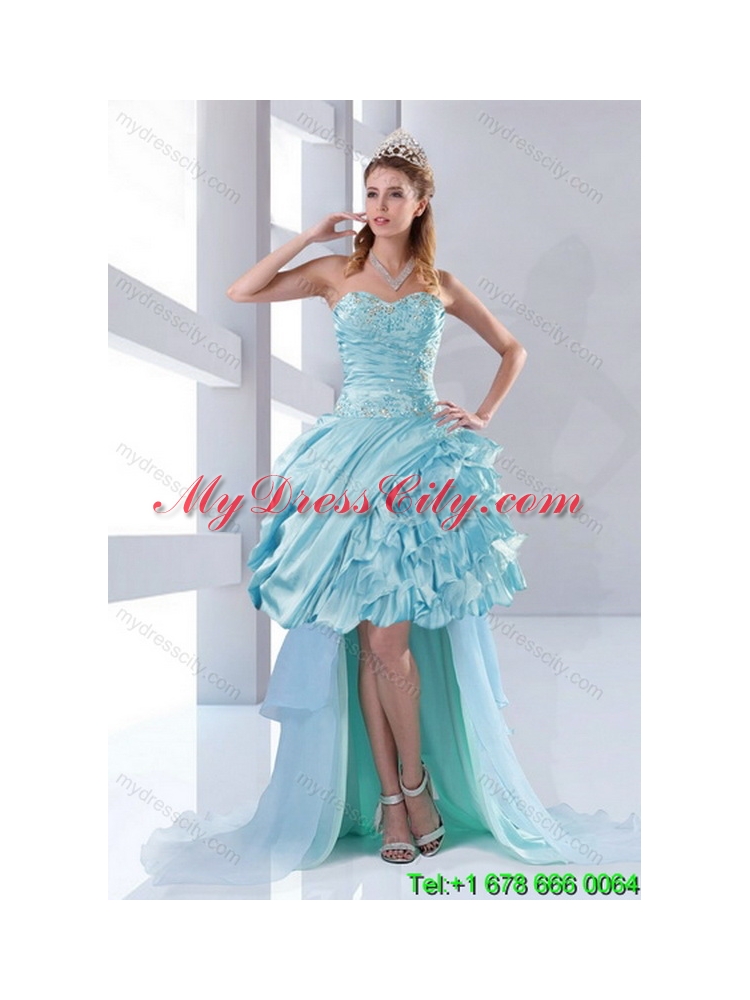 2015 Elegant Aqua Blue Quiceanera Dresses in Taffeta