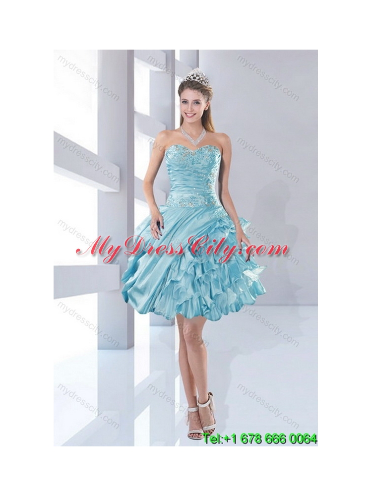 2015 Elegant Aqua Blue Quiceanera Dresses in Taffeta