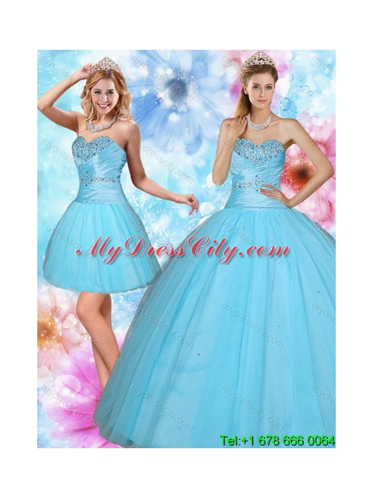 2015 Elegant Sweetheart Beaded Quinceanera Dress in Baby Blue