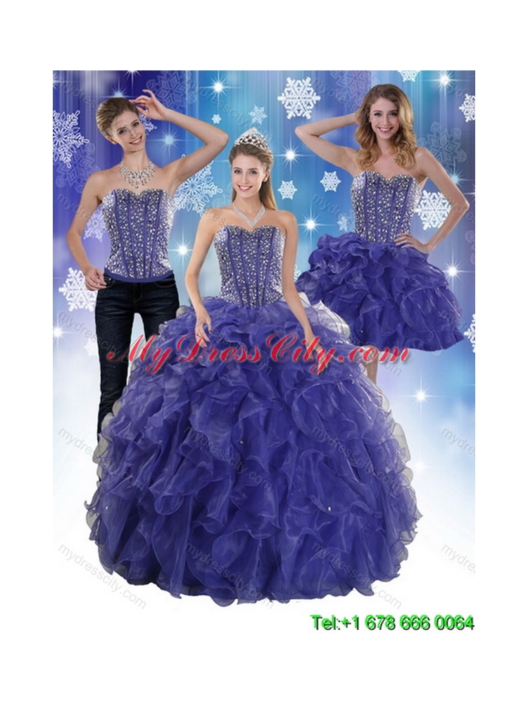 Detachable Beading and Ruffles Quinceanera Skirts in Purple