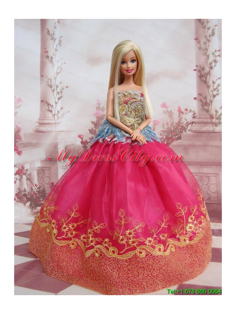 Elegant Ball Gown Organza Colorful Barbie Doll Dress