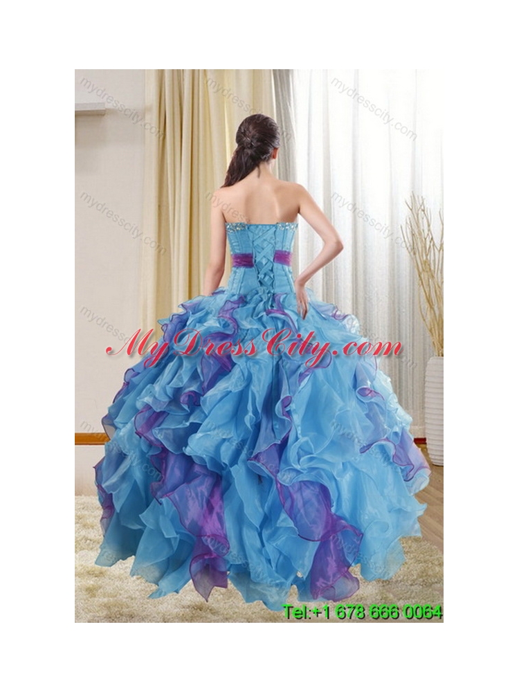Elegant Multi Color 2015 Quinceanera Dresses with Ruffles and Beading