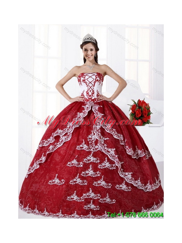 Elegant Multi Color Strapless Quinceanera Dress with Embroidery