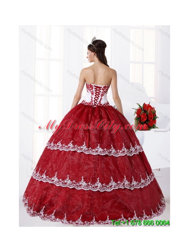 Elegant Multi Color Strapless Quinceanera Dress with Embroidery