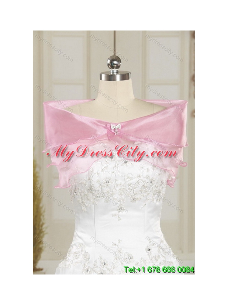 Elegant Rose Pink Quince Dresses with Ruffles and Beading for 2015