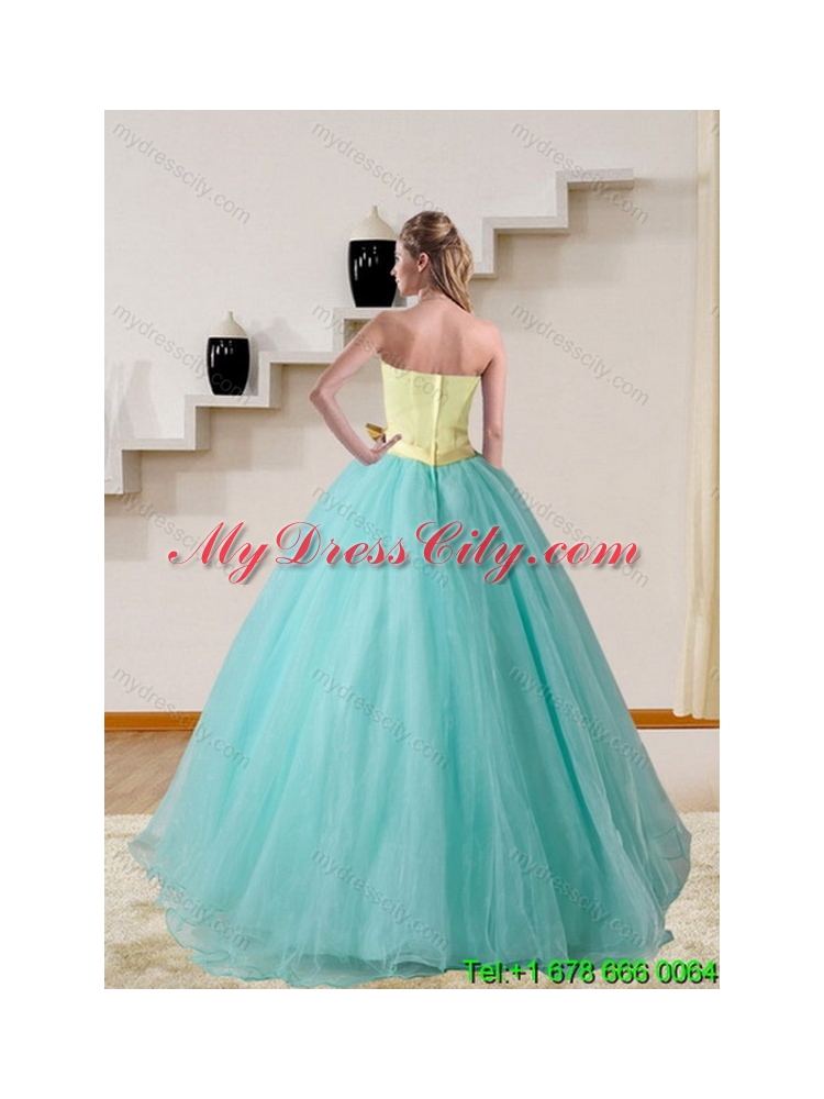 Elegant Strapless Multi Color 2015 Elegant Quinceanera Gown with Bowknot