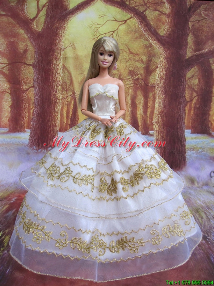 Perfect Wedding Clothes Embroidery Ball Gown Gown For Barbie Doll