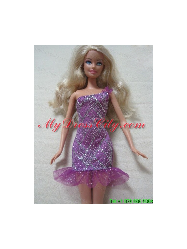 Fashion One Shoulder Mini-length Dress With Beading Gown For Barbie Doll