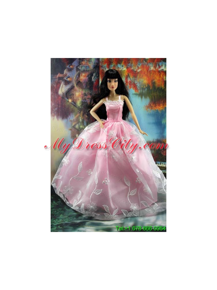 Beautiful Pink and Embroidery For Barbie Doll Dress