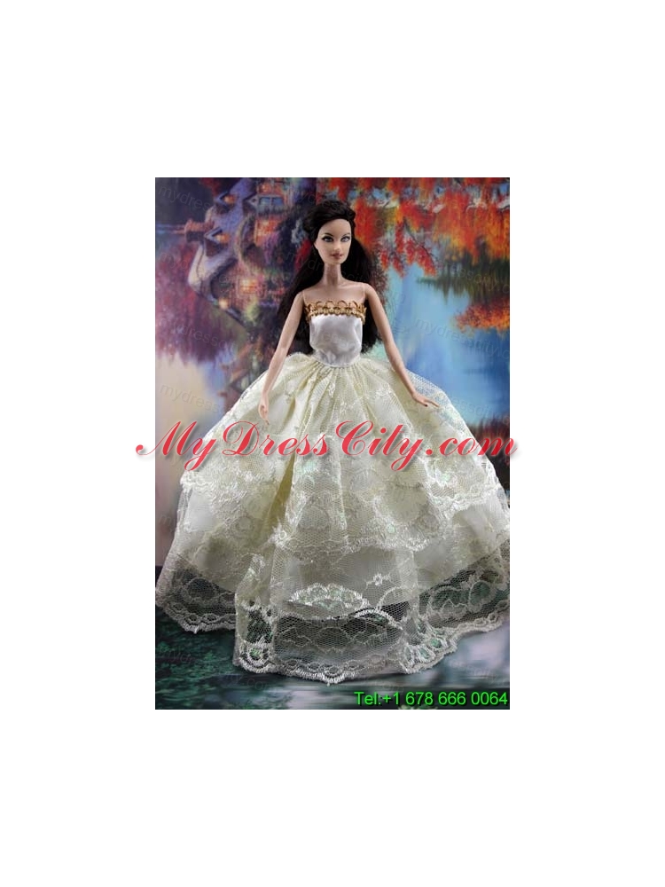 Lace Over Skirt and Ball Gown Made To Fit the Barbie Doll