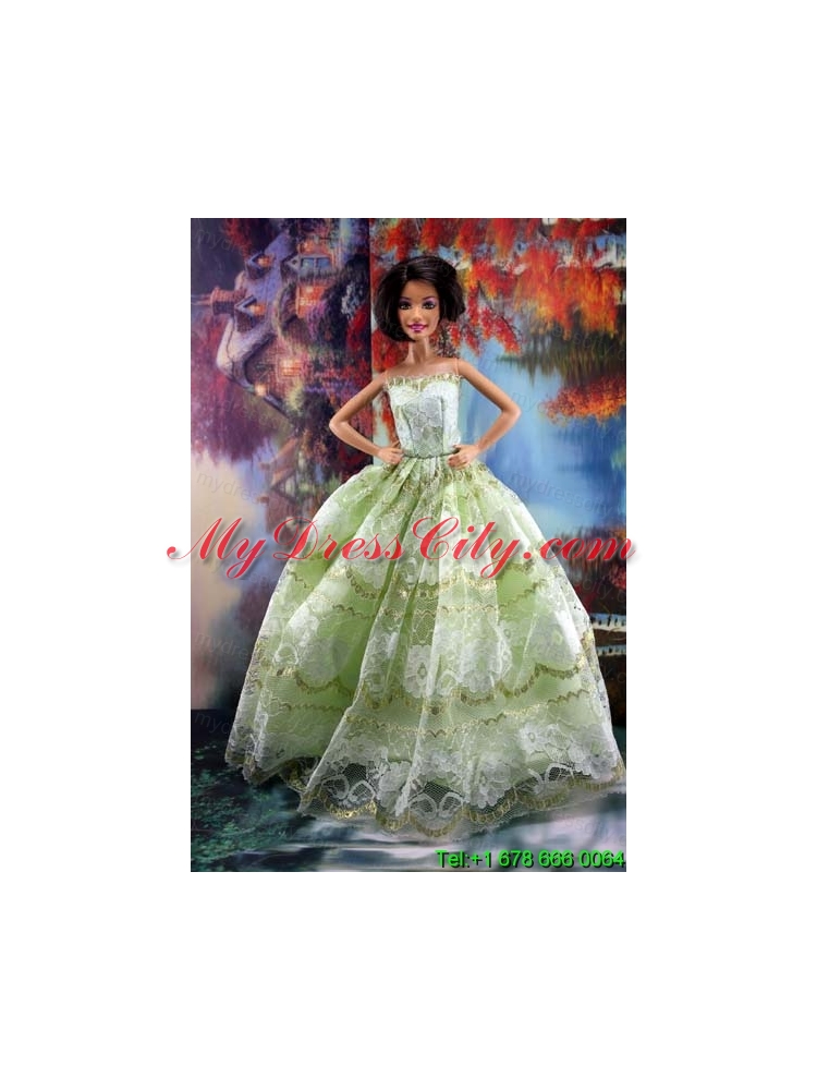 Lace Over Skirt Green For Sweet Barbie Doll Dress