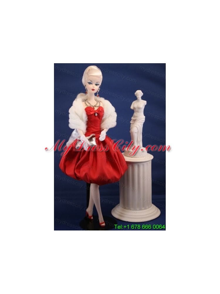 Lovely Red Party Dress With Knee-length For Barbie Doll