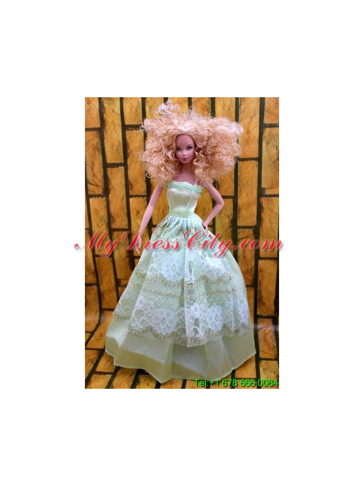 Cute Yellow Green Party Dress Made To Fit the Barbie Doll