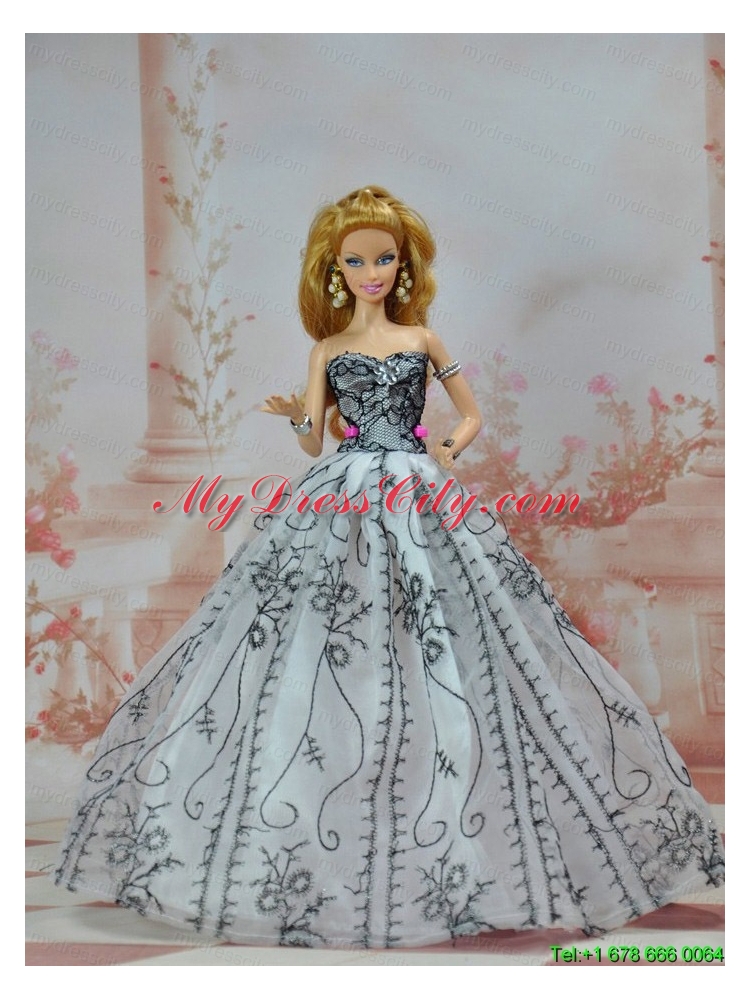 Grey Organza and Appliques Made To Fit the Barbie Doll