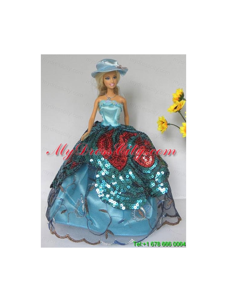 Free Shippment Barbie Doll Lace and  Sequins Clothes Party Dresses Gown