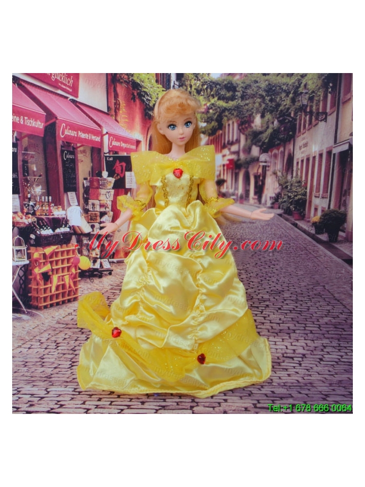 So Beautiful Yellow Appliques and Beading Made to Fit the Barbie Doll