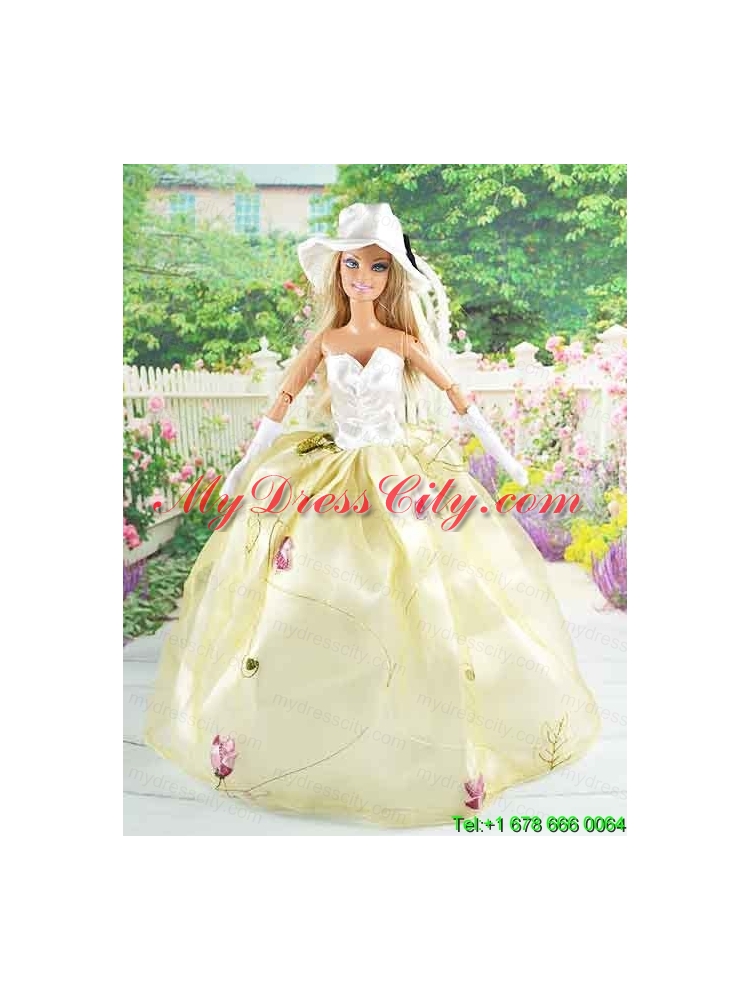 Beautiful Champagne Gown With Embroidery Dress For Noble Barbie