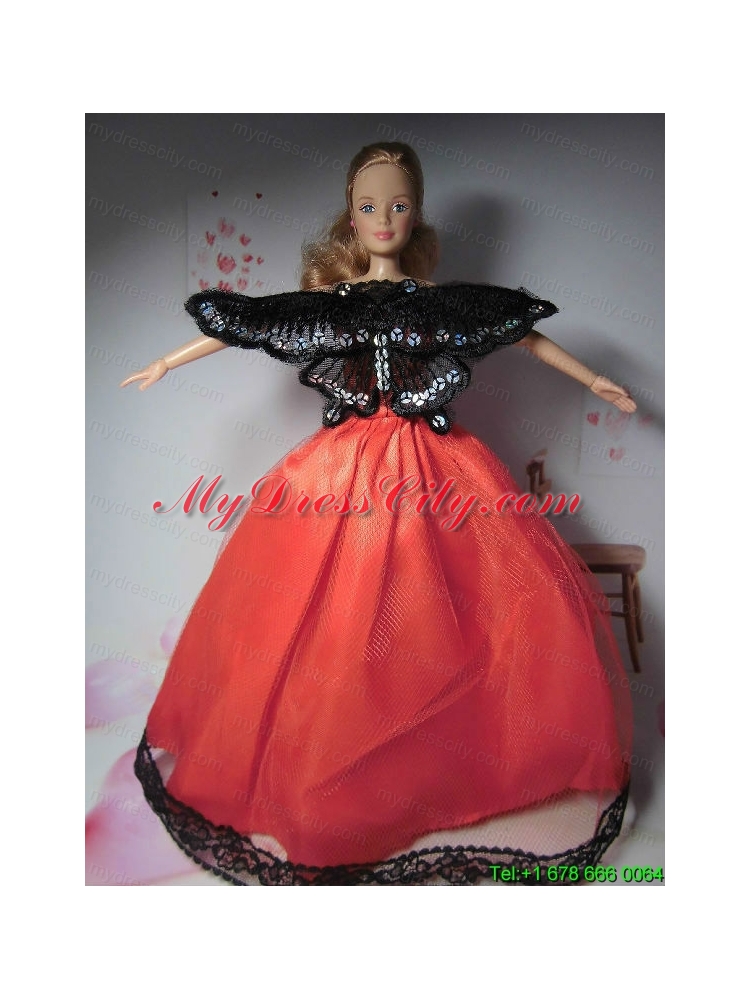 Beautiful Red  Party Clothes Fashion Dress for Noble Barbie Doll