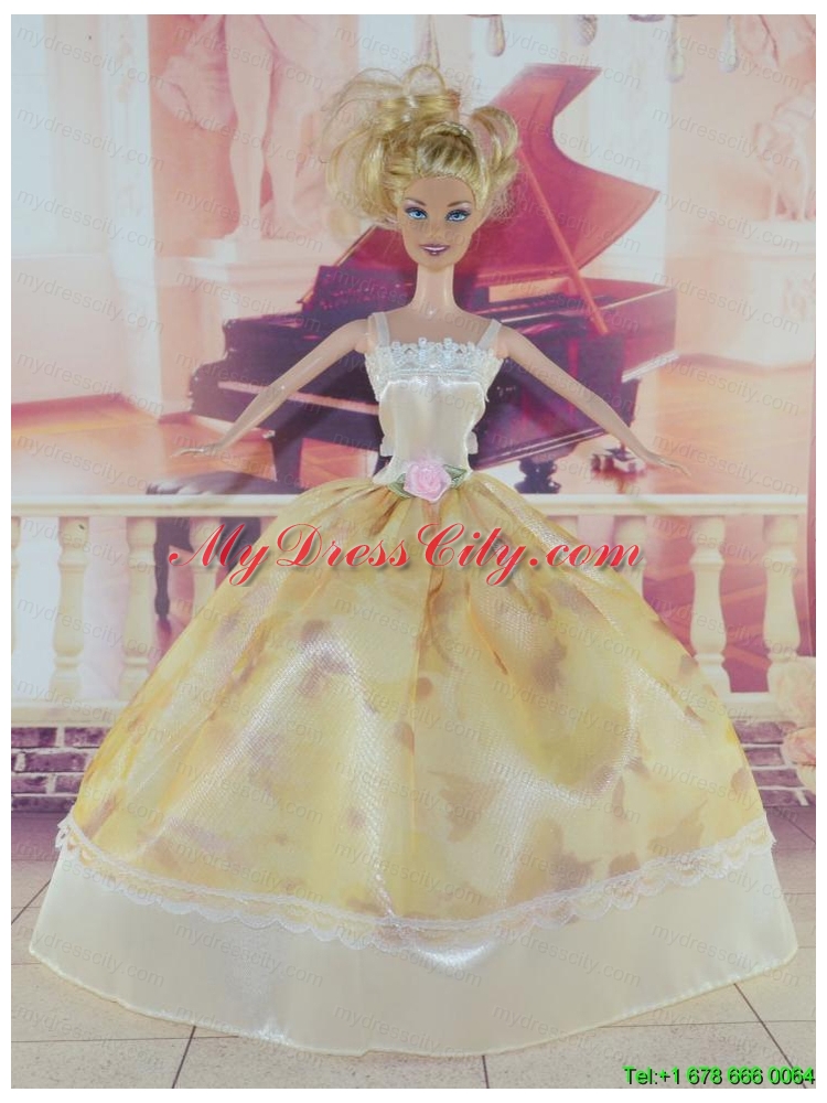 Elegant Handmade Dress With Flower Made to Fit the Barbie Doll