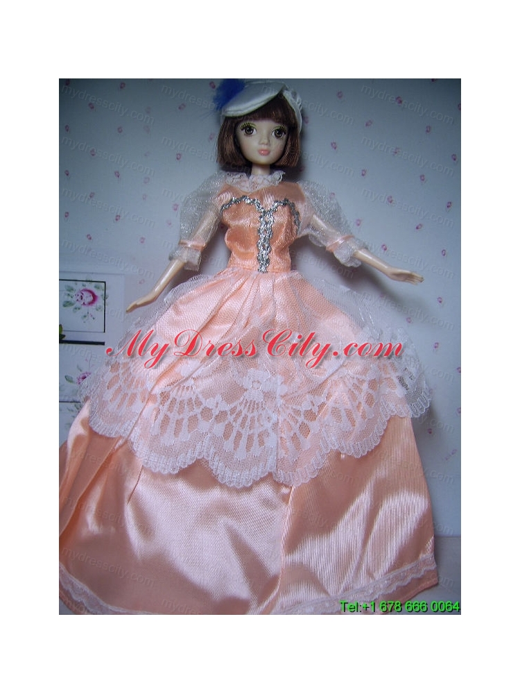 Elegant Orange Gowns Taffeta Made to Fit the Barbie Doll